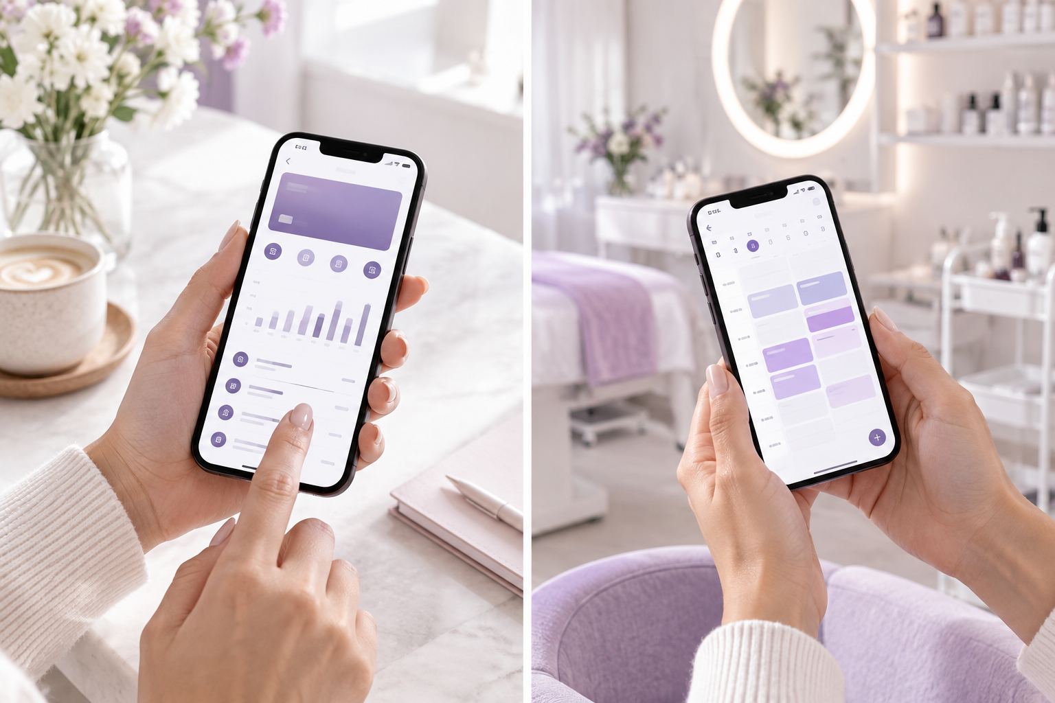 A split screen showing a professional smartphone with a banking app open on one side and the Orlina 